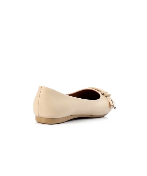 XO Style Solid Ballerina Faux Leather For Women - Beige