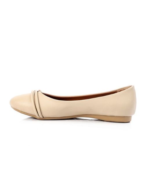 XO Style Solid Ballerina Faux Leather For Women - Beige