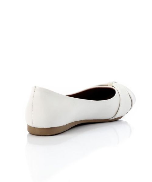 XO Style Solid Ballerina Faux Leather For Women - White