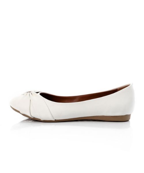 XO Style Solid Ballerina Faux Leather For Women - White