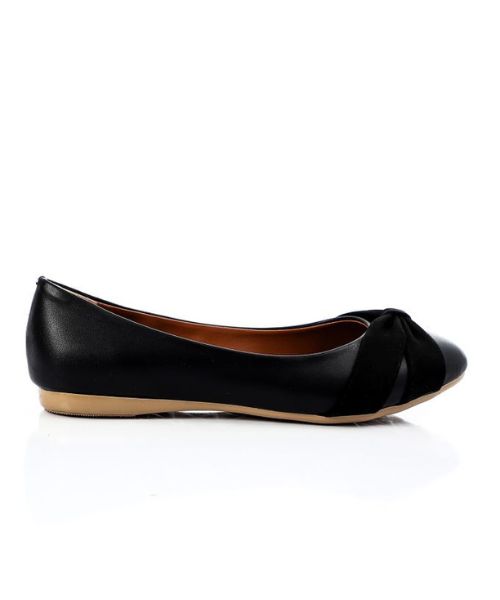 XO Style Solid Ballerina Faux Leather For Women - Black