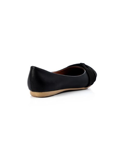 XO Style Solid Ballerina Faux Leather For Women - Black