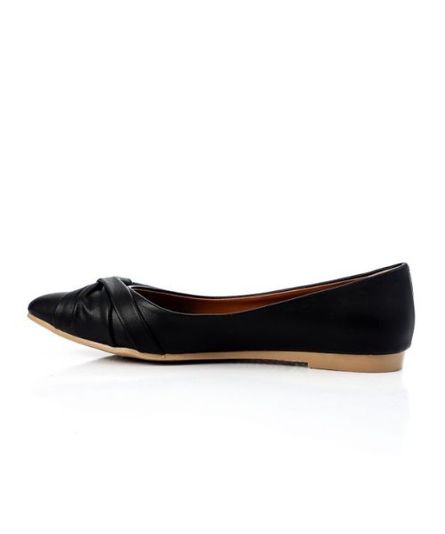 XO Style Solid Ballerina Faux Leather For Women - Black