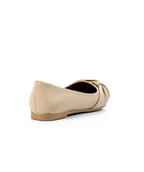 XO Style Solid Ballerina Faux Leather For Women - Beige