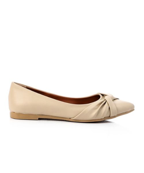 XO Style Solid Ballerina Faux Leather For Women - Beige