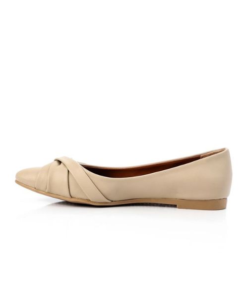 XO Style Solid Ballerina Faux Leather For Women - Beige