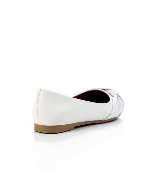 XO Style Solid Ballerina Faux Leather For Women - White