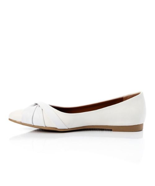 XO Style Solid Ballerina Faux Leather For Women - White