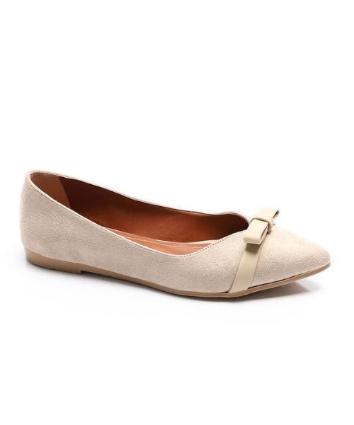 XO Style Decorated With Bow Ballerina Shamoa For Women - Beige