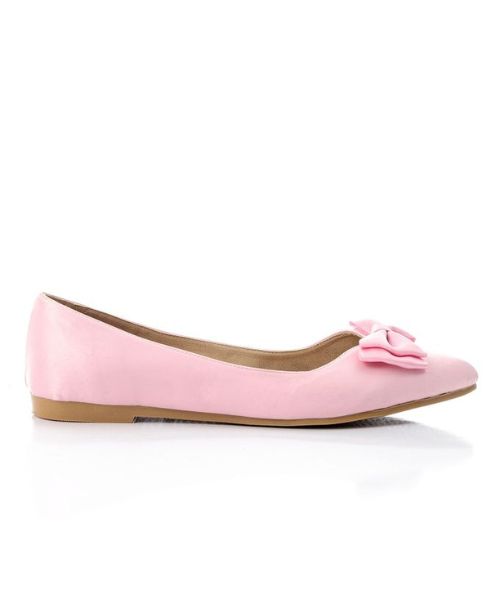 XO Style Decorated With Bow Ballerina Satin For Women - Rose