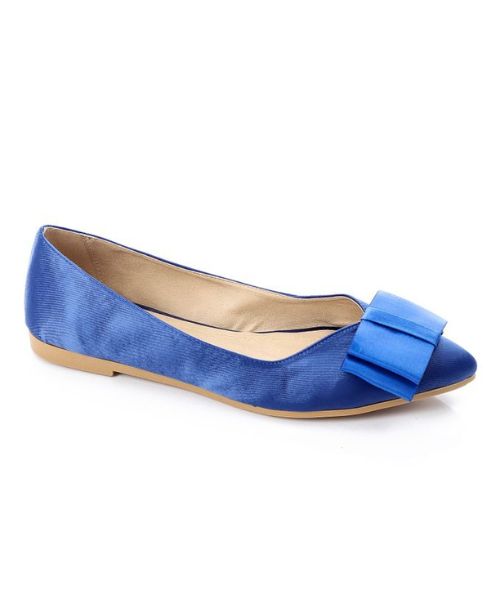 XO Style Decorated With Bow Ballerina Satin For Women - Blue