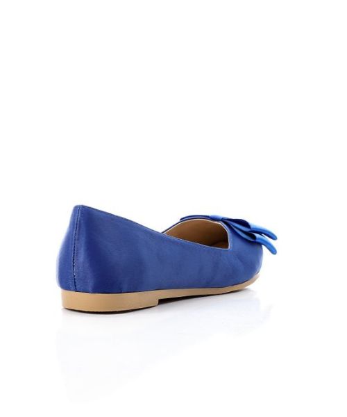 XO Style Decorated With Bow Ballerina Satin For Women - Blue