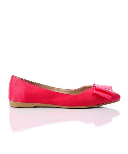 XO Style Decorated With Bow Ballerina Satin For Women - Pink