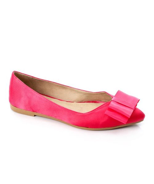 XO Style Decorated With Bow Ballerina Satin For Women - Pink