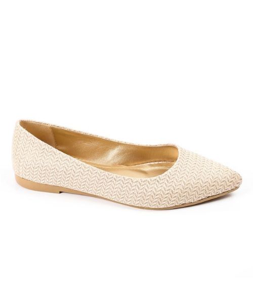 XO Style Patterned Ballerina Faux Leather For Women - Beige