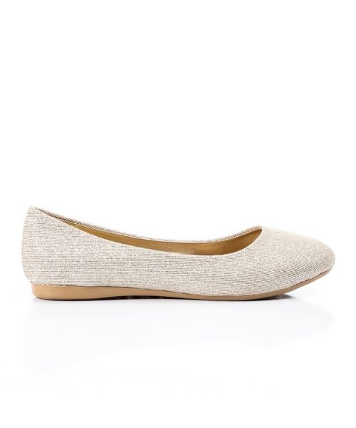 XO Style Solid Ballerina Faux Leather For Women - Gold