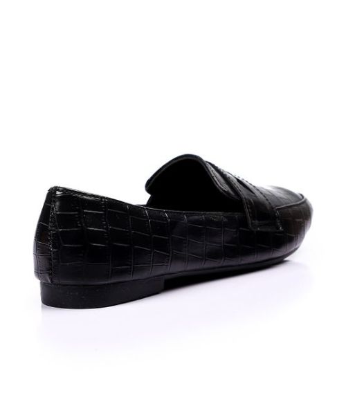 XO Style Patterned Ballerina Faux Leather For Women - Black