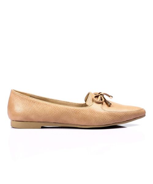 XO Style Patterned Ballerina Faux Leather For Women - Beige