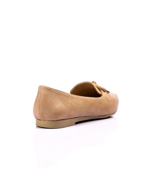 XO Style Patterned Ballerina Faux Leather For Women - Beige