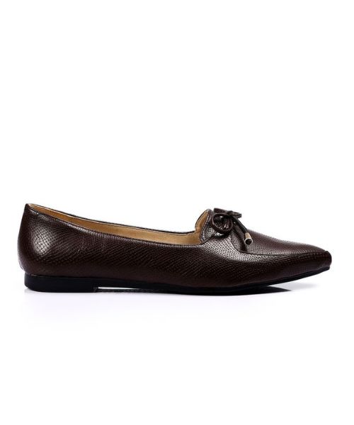 XO Style Patterned Ballerina Faux Leather For Women - Brown