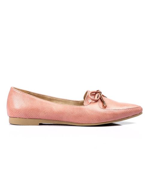 XO Style Patterned Ballerina Faux Leather For Women - Rose