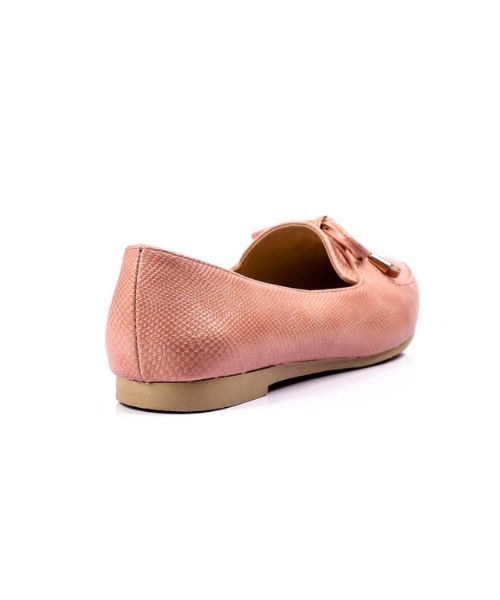 XO Style Patterned Ballerina Faux Leather For Women - Rose