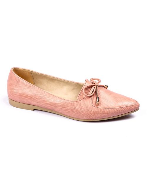 XO Style Patterned Ballerina Faux Leather For Women - Rose