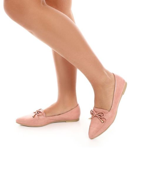 XO Style Patterned Ballerina Faux Leather For Women - Rose