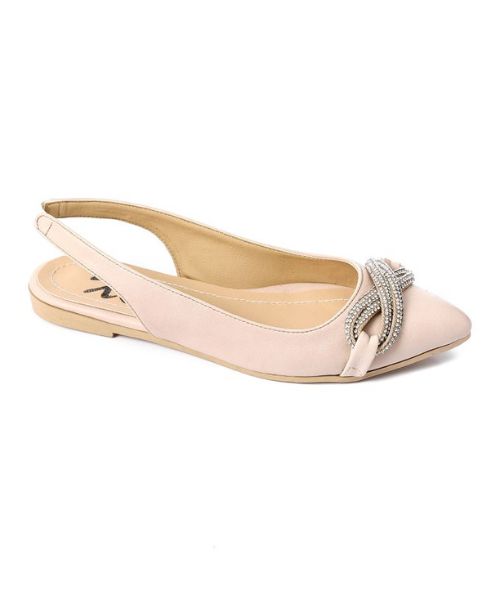 XO Style Decorated Ballerina Faux Leather For Women - Beige