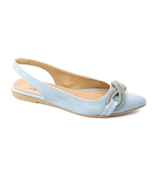 XO Style Decorated Ballerina Faux Leather For Women - Blue