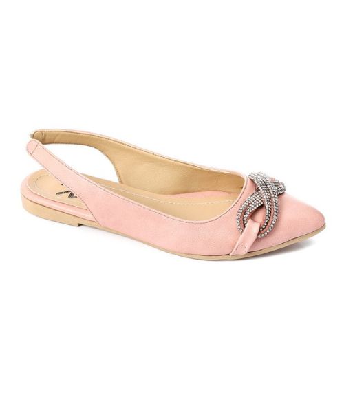 XO Style Decorated Ballerina Faux Leather For Women - Rose