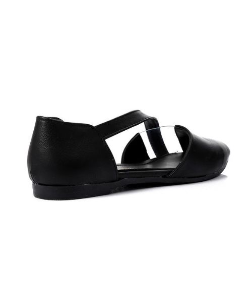 XO Style Solid Ballerina Faux Leather For Women - Black