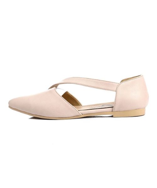 XO Style Solid Ballerina Faux Leather For Women - Beige