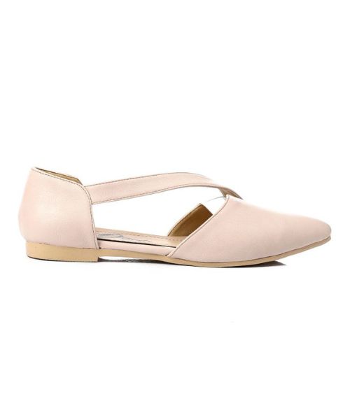 XO Style Solid Ballerina Faux Leather For Women - Beige