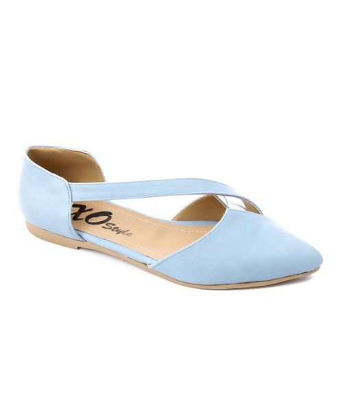 XO Style Solid Ballerina Faux Leather For Women - Blue