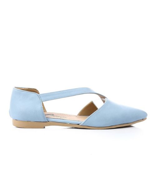 XO Style Solid Ballerina Faux Leather For Women - Blue