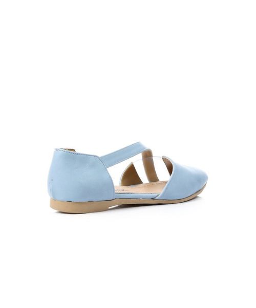 XO Style Solid Ballerina Faux Leather For Women - Blue