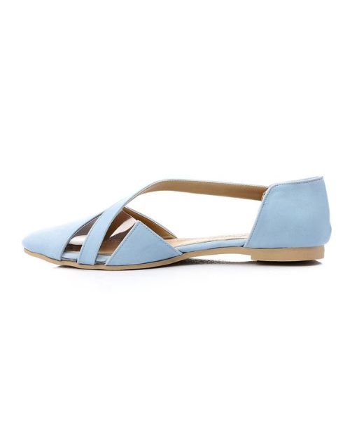 XO Style Solid Ballerina Faux Leather For Women - Blue