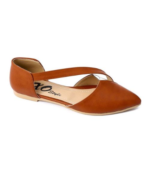 XO Style Solid Ballerina Faux Leather For Women - Havana