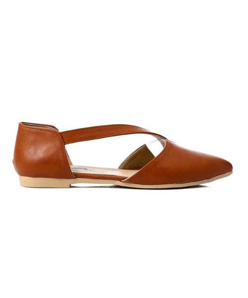 XO Style Solid Ballerina Faux Leather For Women - Havana