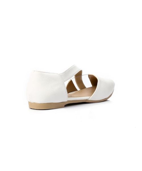 XO Style Solid Ballerina Faux Leather For Women - White