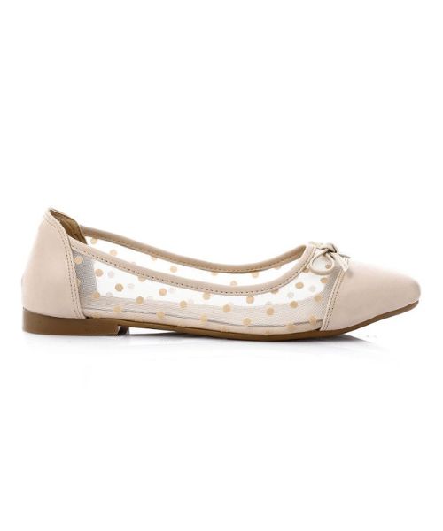 XO Style Decorated Ballerina Faux Leather For Women - Beige