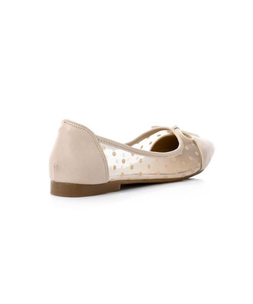 XO Style Decorated Ballerina Faux Leather For Women - Beige