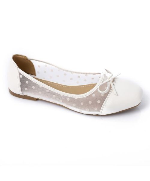 XO Style Decorated Ballerina Faux Leather For Women - White