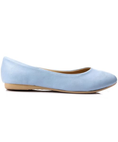 XO Style Solid Ballerina Faux Leather For Women - Blue