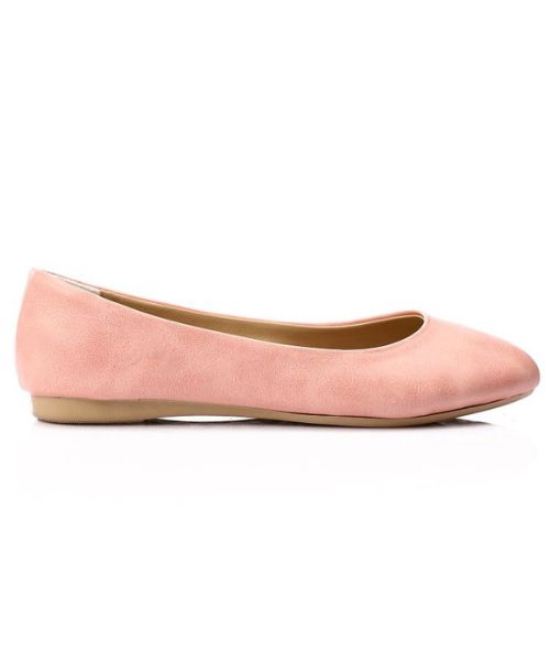 XO Style Solid Ballerina Faux Leather For Women - Rose