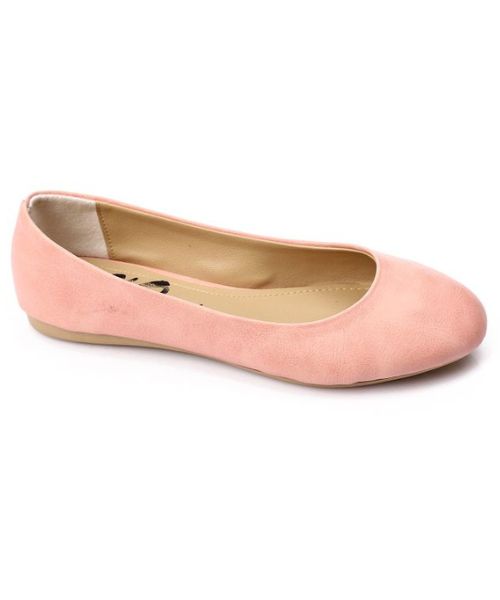 XO Style Solid Ballerina Faux Leather For Women - Rose