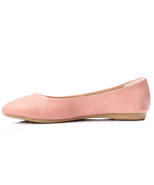 XO Style Solid Ballerina Faux Leather For Women - Rose