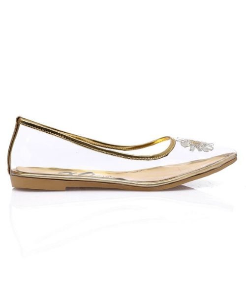 XO Style Decorated Ballerina For Women - Clear Gold