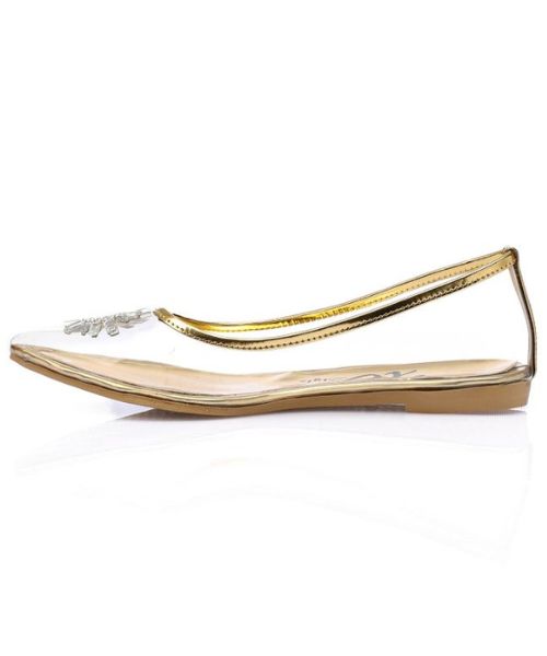 XO Style Decorated Ballerina For Women - Clear Gold